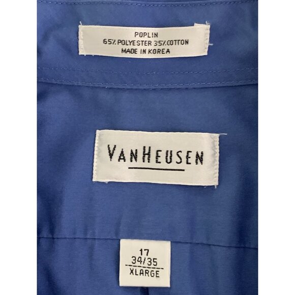 Van Heusen Mens Long Sleeve Button-Up Shirt Blue Size XL 17 34/35 - Picture 11 of 12